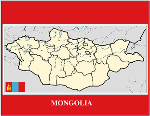 Mongolia national emblem map coat flag business background