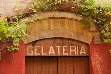 Entrance to gelateria in Bologna, Italy © Natalia Bratslavsky