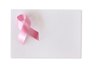 Pink ribbon isolated on white background