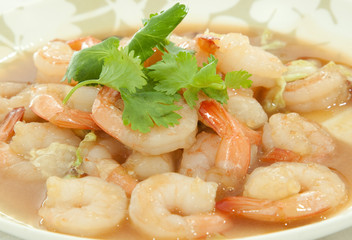 shrimp cooking with  vegetable oil