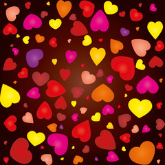 Fototapeta na wymiar Valentine card with colored hearts on seamless background