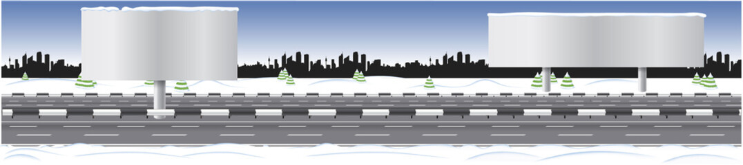 Obraz premium Winter road and billboards along it