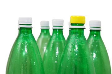 Plastic green bottles