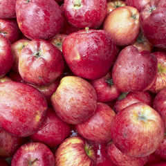 fresh red apples, natural background