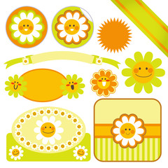 Collection of cute Daisy flower template labels and stickers