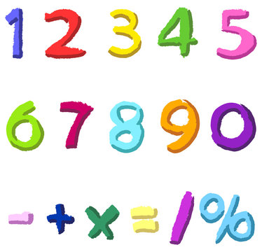 Colorful hand drawn numbers