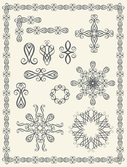 Collection of calligraphic elements and a frame