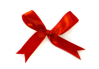 isolated red fabric bow on white background