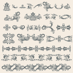 Set of floral elements