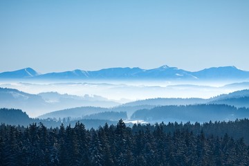 Morning winter calm mountain landscape