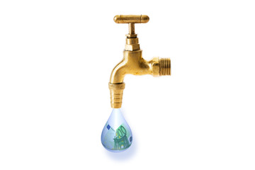 Wasserverschwendung, tropfender Wasserhahn