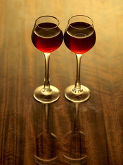 Glasses on wood surface