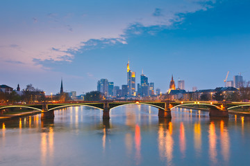 Naklejka premium Frankfurt am Main at dusk, Germany