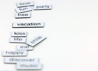 Vacation on magnetic letters on the whiteboard
