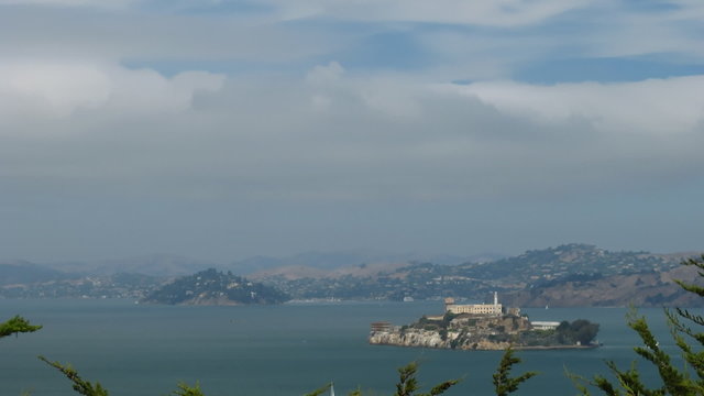 Time lapse Alcatraz cloudy day