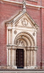 Fototapeta na wymiar Portal of the catholic cathedral in Đakovo, Croatia
