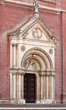 Portal of the catholic cathedral in Đakovo, Croatia