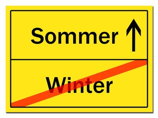 Naklejka premium winter und sommer hinweisschild