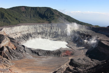 Smoking Volcano Crater Poas just a week before erupting