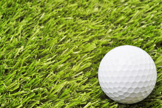 Golf Ball on Grass with Copy Space