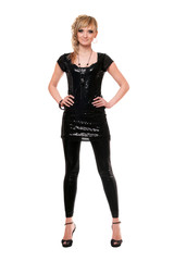 Fototapeta premium Pretty blonde in a black dress