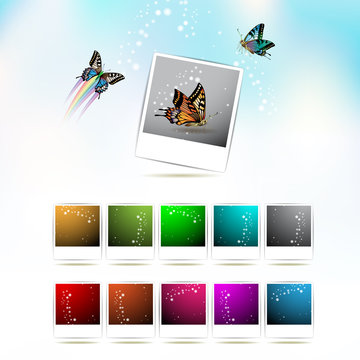 Set of blank colored photos with abstract effects