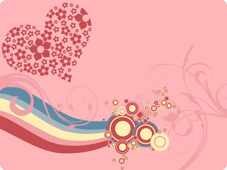modern vector illustration with heart and floral ornaments