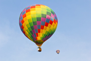 colorful hot air balloon against blue sky