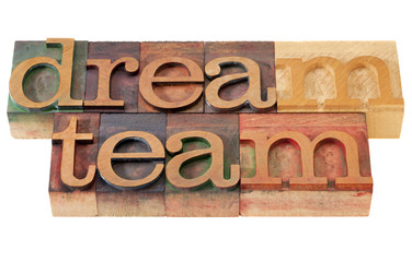 dream team in letterpress type