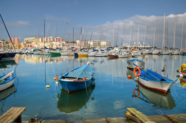 View of Bisceglie seaport. Apulia.