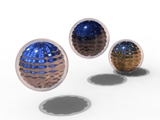 metallic and glass sphere