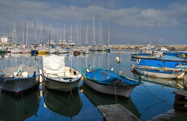 Fototapeta na wymiar View of Bisceglie seaport. Apulia.
