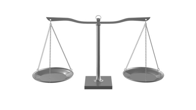3D illustration of rotating balance on islated white background