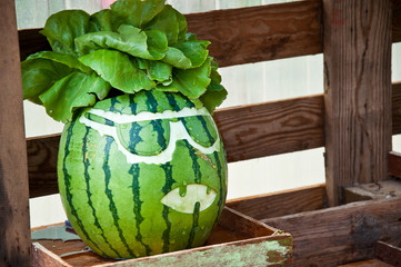 carved art on watermelon