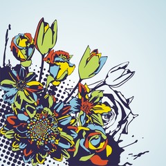 floral vector postcard