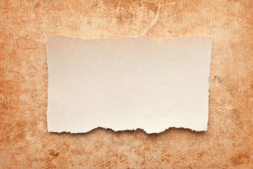 ripped piece of paper on grunge paper background. vintage retro