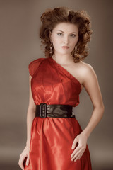 Fototapeta premium woman in vintage red dress