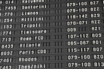 Flight information board in airport