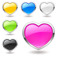 Heart (buttons) multicolor icons set. Valentine. Vector