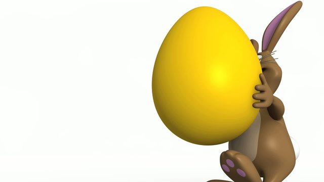 easter bunny carries egg