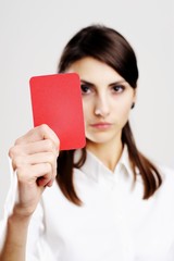 Girl with red card