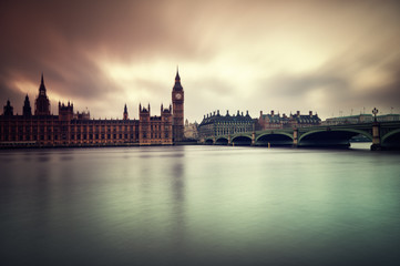 Fototapeta na wymiar Gloomy and dark images of Houses of Parliament