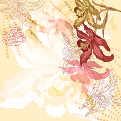 modern grunge background with flowers