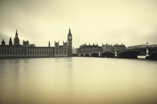 Gloomy and dark image of Houses of Parliament