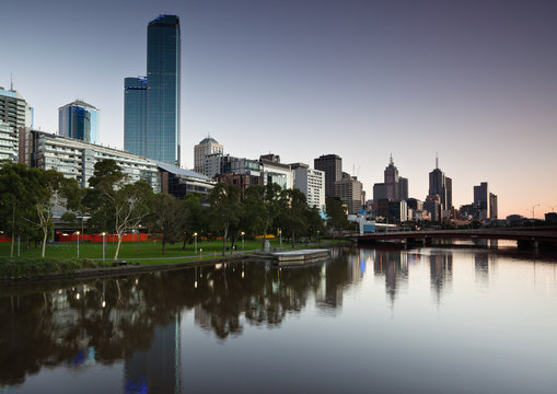 Melbourne skyline across the Yara River