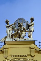 Fototapeta premium République Tcheque, Prague : Fronton d'immeuble art-nouveau