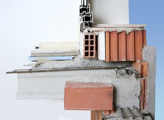 facade wall cross section of brick blocks