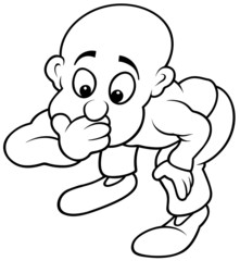 Obraz premium Surprised Man - Black and White Cartoon illustration