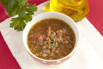 Traditional Bulgarian Lentil Soup