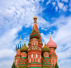 Fototapeta na wymiar Domes of the famous Head of St. Basil's Cathedral on Red square,